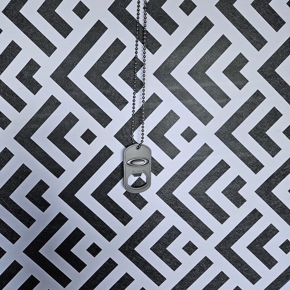 Oakley Black and Silver Pendant Necklace